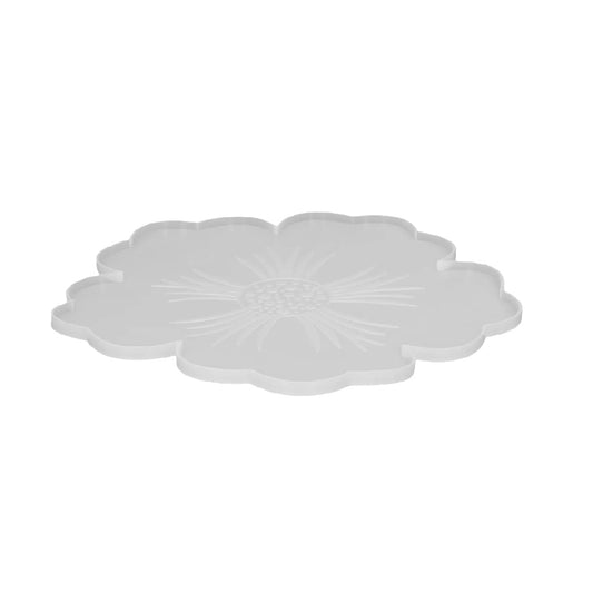 Posavasos redondo de resina con diseño floral transparente