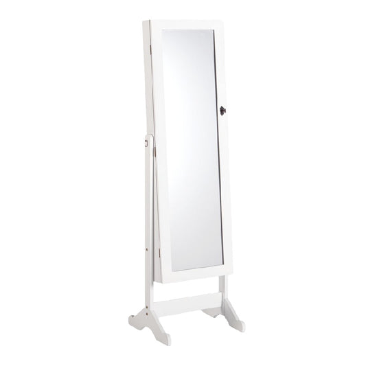Espejo de pie con armario joyero integrado color blanco