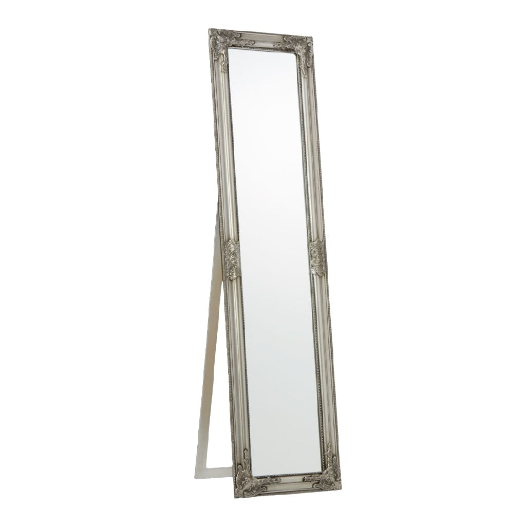 Espejo de pie rectangular con marco clásico decorativo